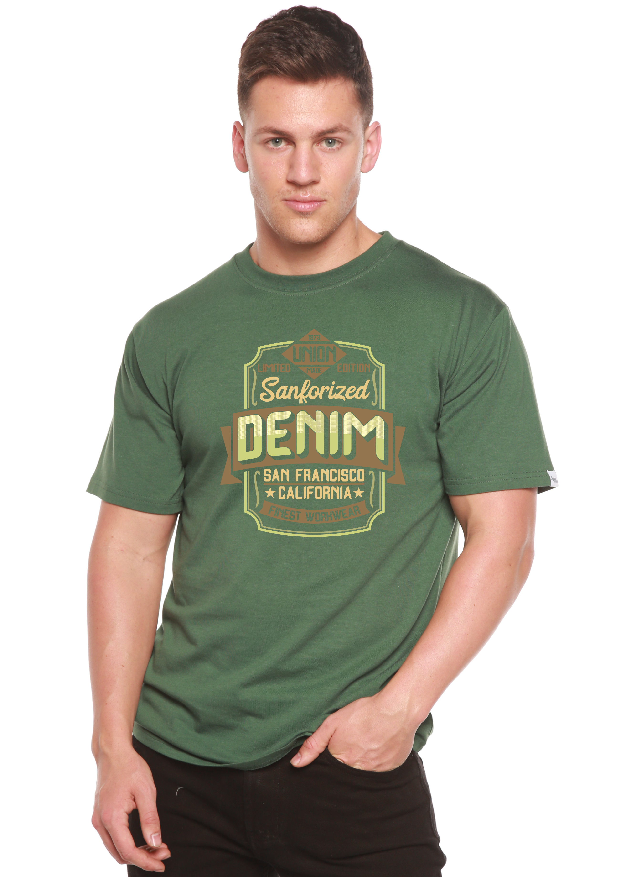Sanforized Denim Men's Bamboo Viscose/Organic Cotton Short Sleeve Graphic T-Shirt
