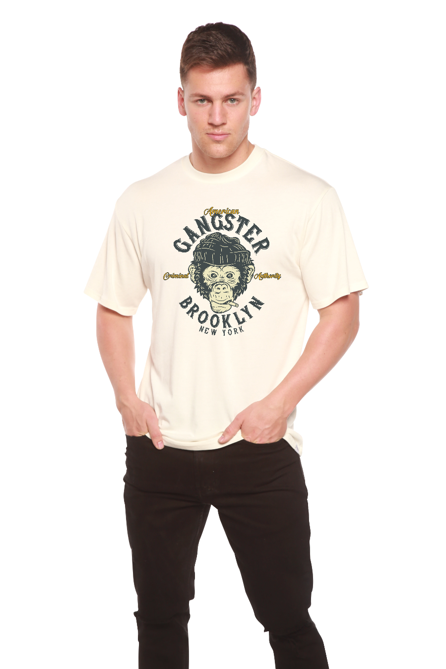 Gangster Brooklyn Men's Bamboo Viscose/Organic Cotton Short Sleeve Graphic T-Shirt