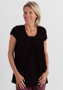 Clearance Women's Bamboo Viscose Pleated Lounge Top Black